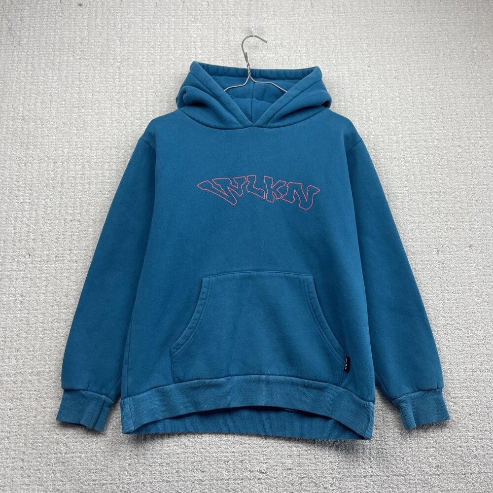 Y2K WLKN Baggy Hoodie Youth Sz 14 Streetwear Skateboards Skate Tech 2000's